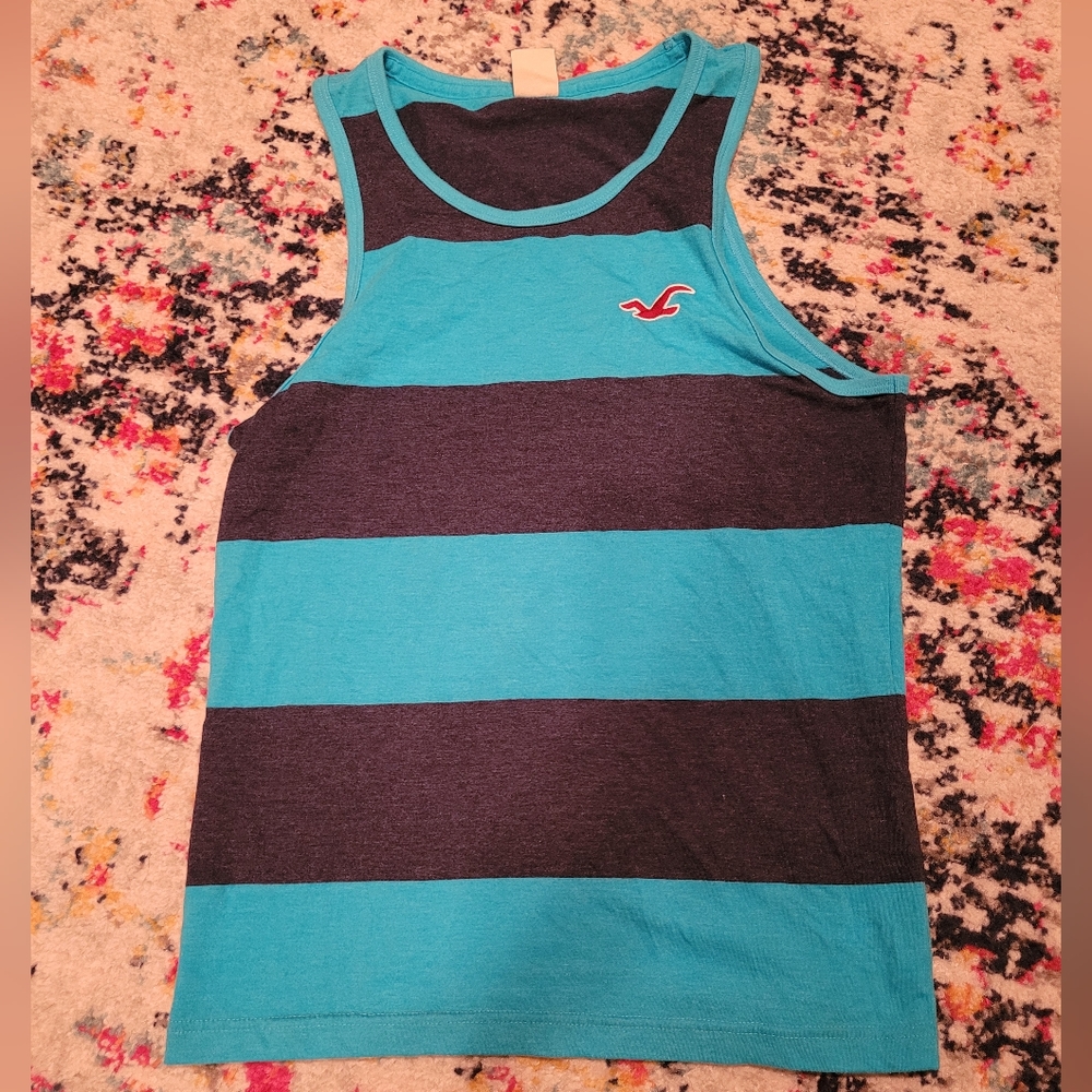 Hollister,  striped tank top,  blue/aqua